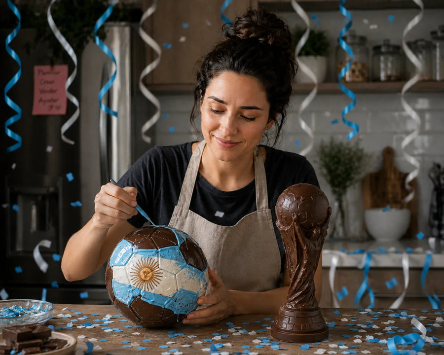Mujer preparando chocolates con confianza en su cocina